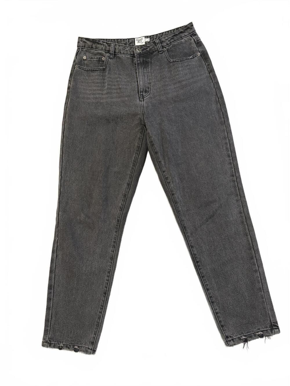 Princess Polly Black Straight Leg Jeans Womens US 8 AU 12 Raw Hem 100% Cotton